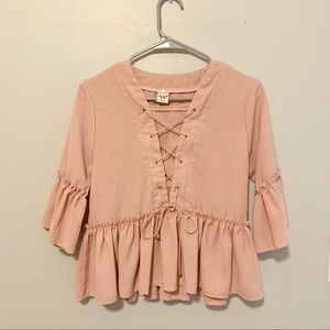 Chiffon Pink Front Tie Top